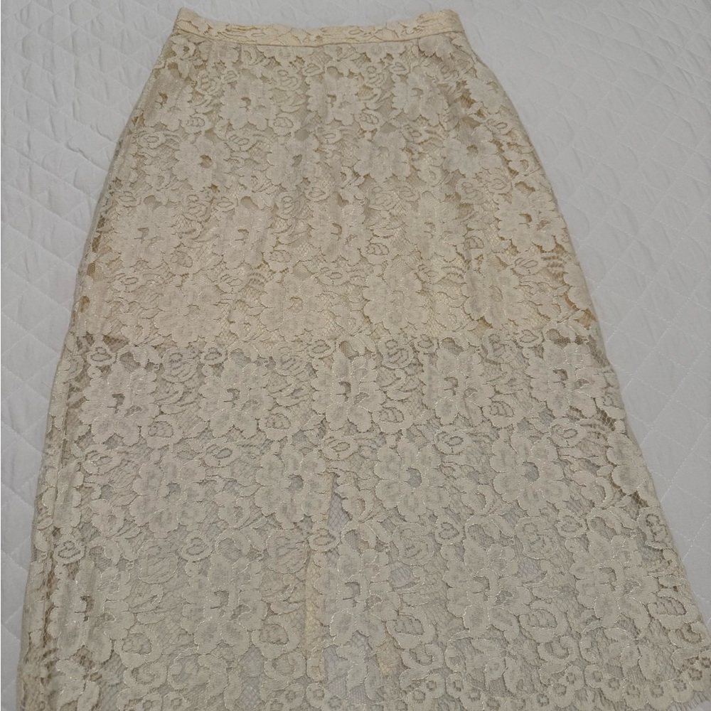 Elegant Cream Lace Skirt